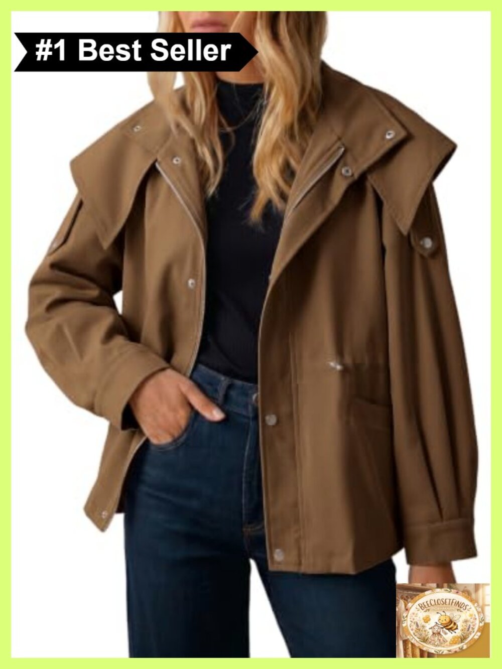 Dokotoo Women's Hooded Trench Coat Zip Drawstring Casual Jacket